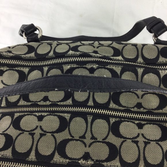 Coach Park Signature Triple Zip Satchel Black - Picture 13 of 16